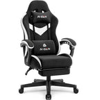 N-GEN GAMING Video Gaming Chair with Footrest Lumbar Support for Home Office High Back Recliner Height Adjustable Ergonomic Comfy Leather Computer Desk Chair (Black)