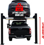 KATOOL 9500lbs 4 Post Lift with Moving Kits/Caster Aluminum Ramp Extra Height Four Post Lift 79" Lifting Height Storage Service Lift Home Parking Lift, 110v, 4H950