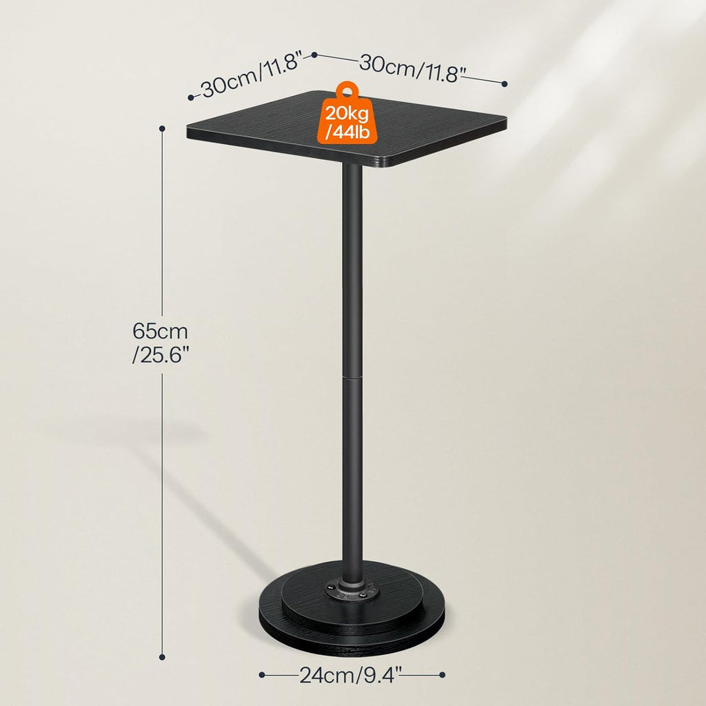 HOOBRO Small Side Table, Square Drink Table, Modern Accent End Table with Pedestal for Small Spaces in Living Room, Bedroom, Sofa Couch, Easy Assembly, Black BB171BZ01