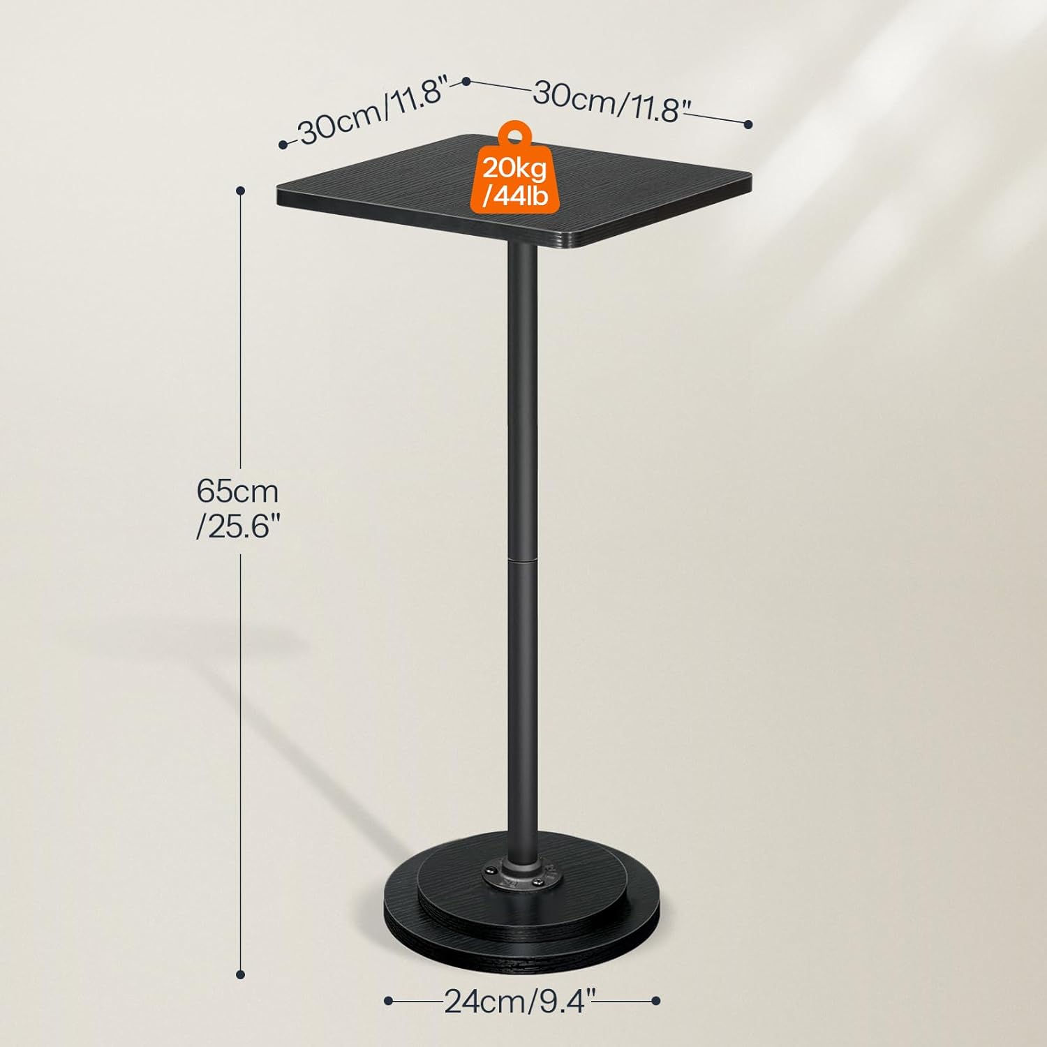 HOOBRO Small Side Table, Square Drink Table, Modern Accent End Table with Pedestal for Small Spaces in Living Room, Bedroom, Sofa Couch, Easy Assembly, Black BB171BZ01