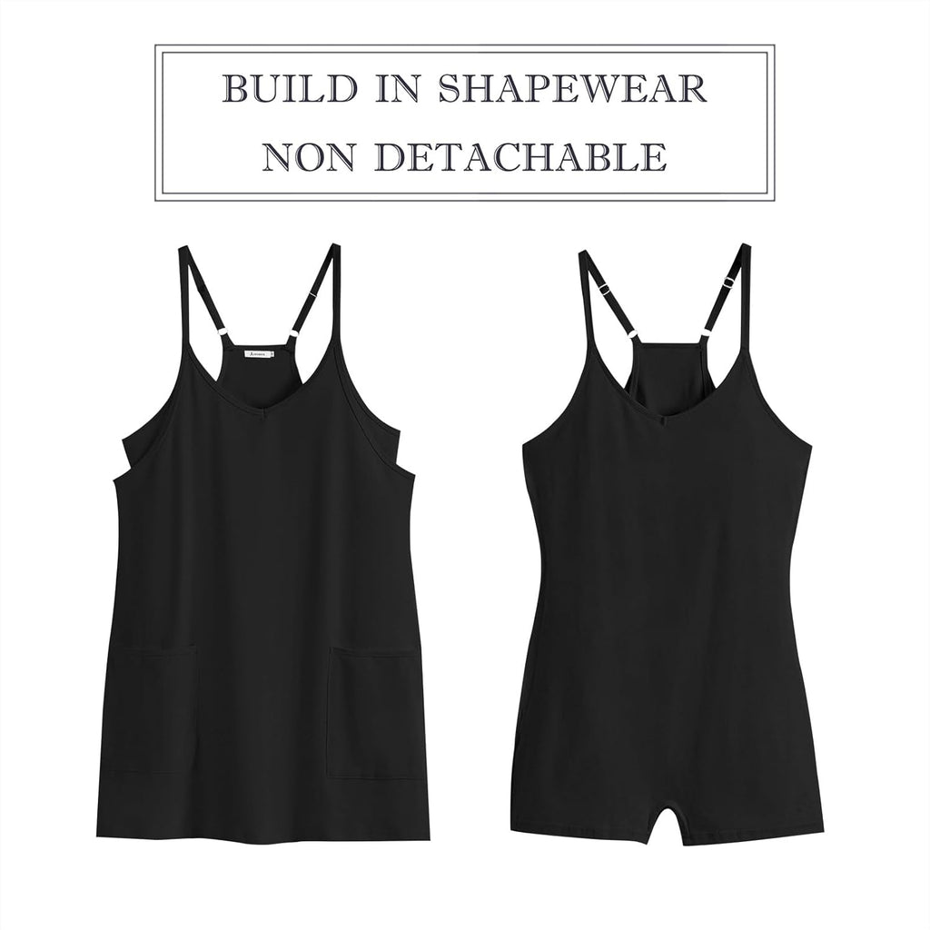 ANRABESS Women Athletic Dress Summer Tennis Workout Active Sports Mini Romper Dress Built in Shorts Travel Vacation Clothes