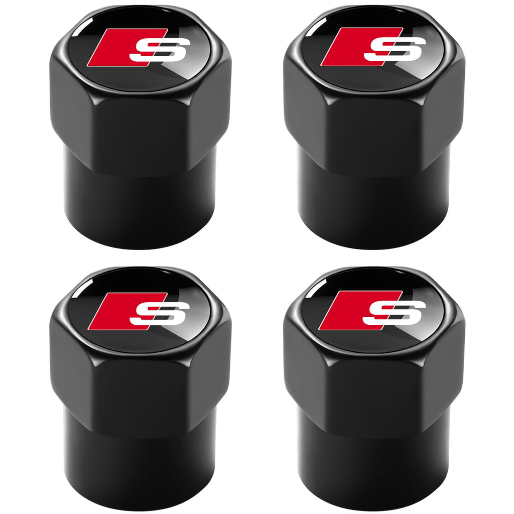Tire Valve Stem Cap for GMC Metal Tire Stem Cover with Belt O-Ring Air caps Sports Accessories 4 Pieces (Black)