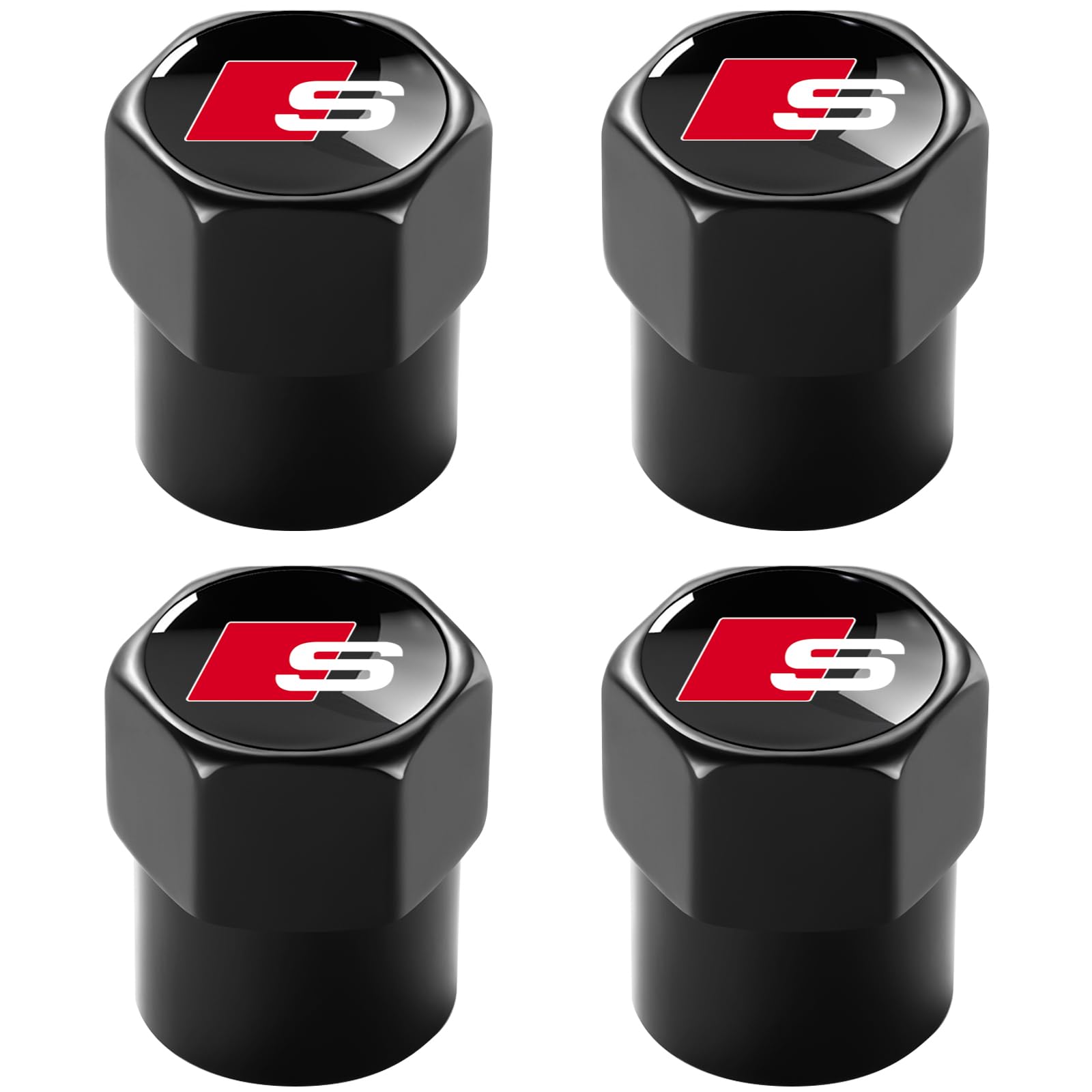 Tire Valve Stem Cap for GMC Metal Tire Stem Cover with Belt O-Ring Air caps Sports Accessories 4 Pieces (Black)