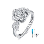 925 Sterling Silver Rose Flower Cremation Urn Ring Holds Loved Ones Ashes Cremation Keepsake Ring Jewelry Embellished with Crystals from Austria