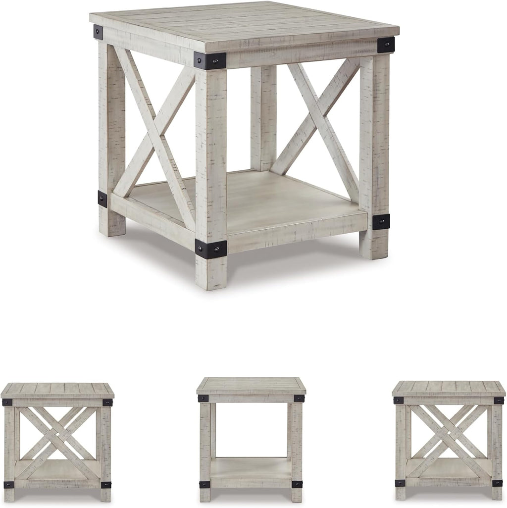 Signature Design by Ashley Carynhurst Rustic Farmhouse End Table, Whitewash