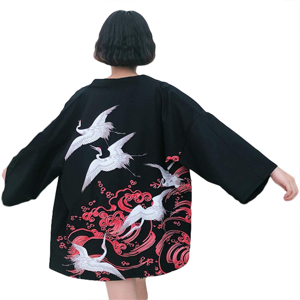 ZooBoo Japanese Kimono Dress Cardigan - Loose Jacket Clothing Robe Costume Bathrobe Sleepwear for Women Girls - Geisha