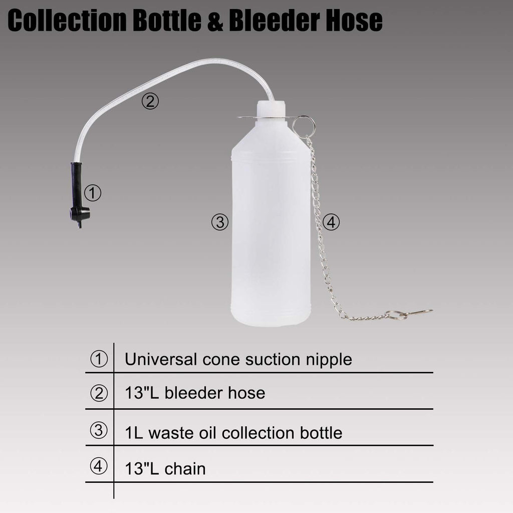 YSTOOL Brake Bleeder Kit Pneumatic Pressure Brake Clutch Fluid Bleeding Tool Set with Master Cylinder Adatpers Air Power Pressurized Oil Change Bleeder Machine and Waste Oil Collection Bottle (Red)