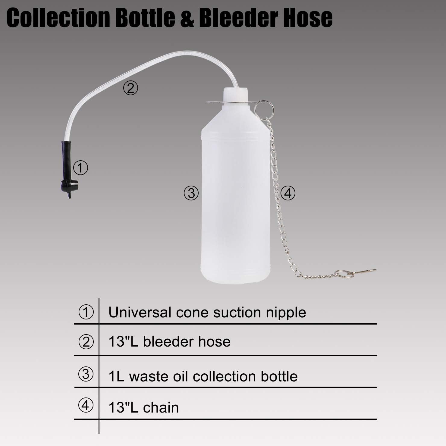 YSTOOL Brake Bleeder Kit Pneumatic Pressure Brake Clutch Fluid Bleeding Tool Set with Master Cylinder Adatpers Air Power Pressurized Oil Change Bleeder Machine and Waste Oil Collection Bottle (Red)