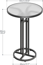 HOOBRO Bar Table, 23.6-Inch Round Pub Table, Frosted Glass Cocktail Table with Sturdy Iron Frame & Adjustable Feet, Modern Minimalist Small Coffee for Home Bar, Kitchen, Living Room, Black BK96BT01