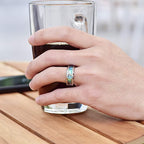 Vakki 8mm Tungsten Wedding Ring for Women Natural Abalone Shell/Mother of Pearl/Lapis Lazuli Inlay Promise Ring Beveled Edge Comfort Fit Size 6-14