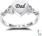 Heart Cremation Ring for Ashes: 925 Sterling Silver Forever in My Heart Carved Urn Keepake Rings Memorial Jewelry for Women Men