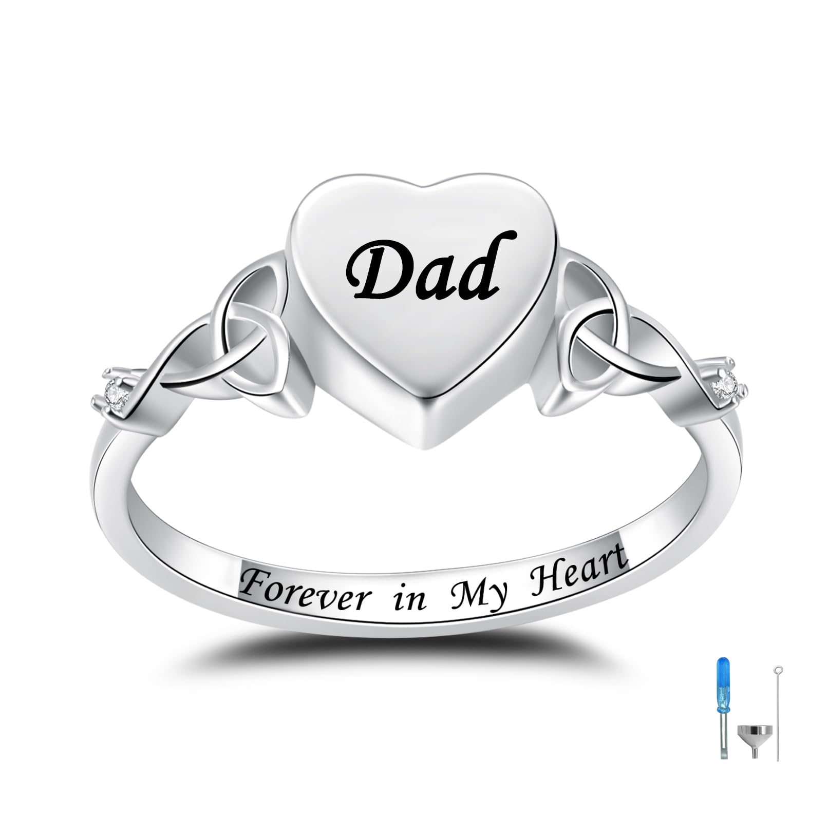 Heart Cremation Ring for Ashes: 925 Sterling Silver Forever in My Heart Carved Urn Keepake Rings Memorial Jewelry for Women Men