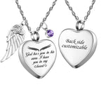 Dletay Heart Urn Necklace for Ashes with 12 Birthstones Cremation Jewelry for Ashes -Your Wings Were Ready My Heart Was Not