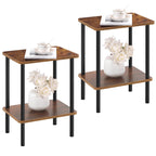 Apicizon 2 Tier End Table, Small Side Table with Solid Wood Legs, Boho Bedside Table with Storage Shelf, Nightstand for Small Spaces, Bedroom, Living Room, Entryway, Farmhouse, Easy Assembly, Natural