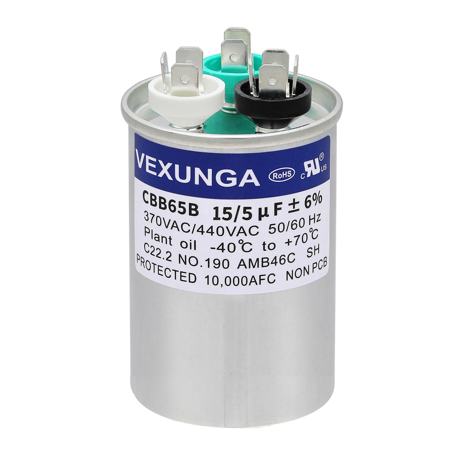 45/5 uF 45+5 MFD 370V or 440V Dual Run Start Round A/C Capacitor 45 5 uF 370 440 Volt VAC CBB65B Air Conditioner Capacitors for AC Unit Fan Motor Start or Heat Pump or Condenser Straight Cool