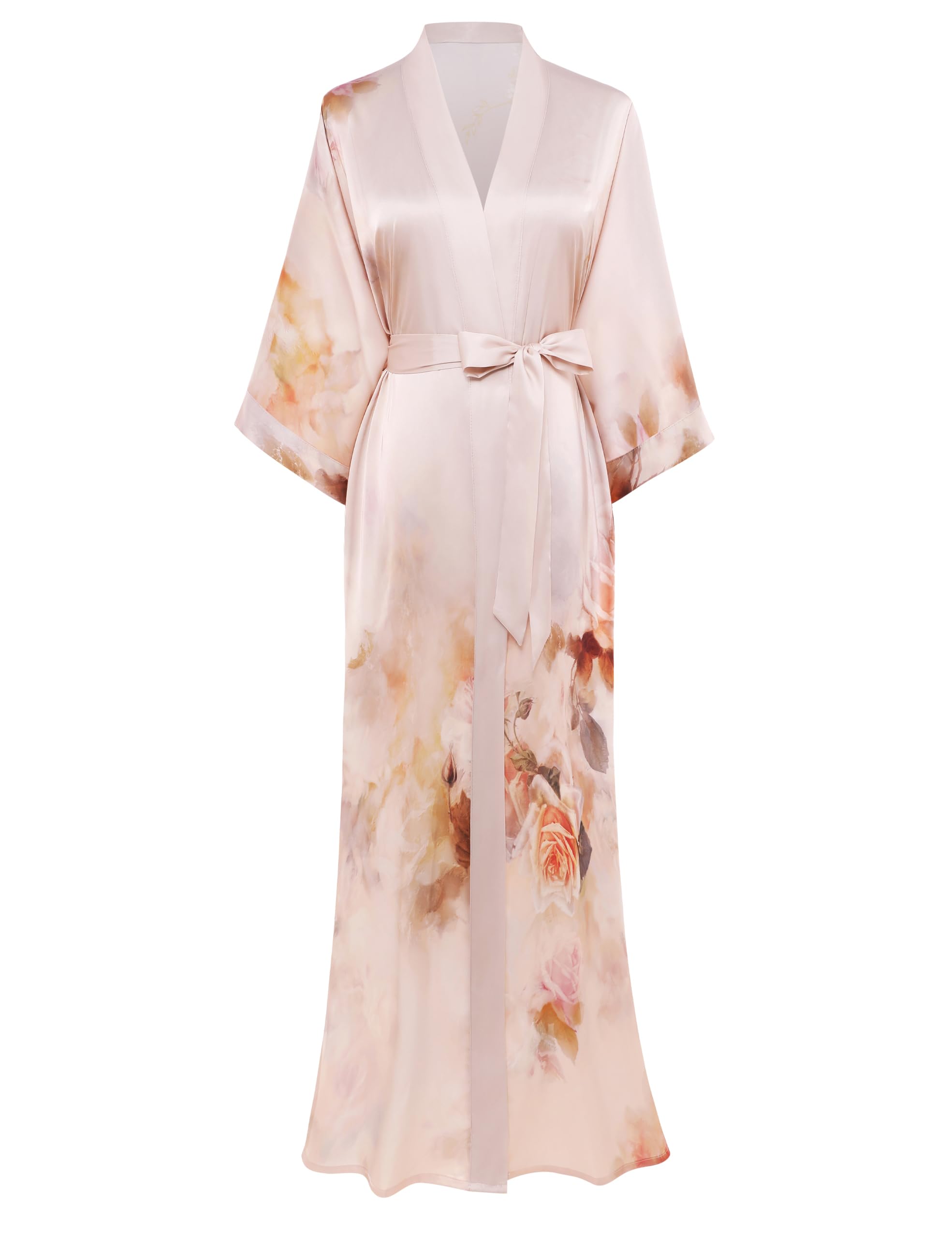 PRODESIGN Kimono Robe for Women - Long Satin Sleepwear Silky Kimono Cover-Up Nightgown Japanese Bathrobe Loungewear Blouse