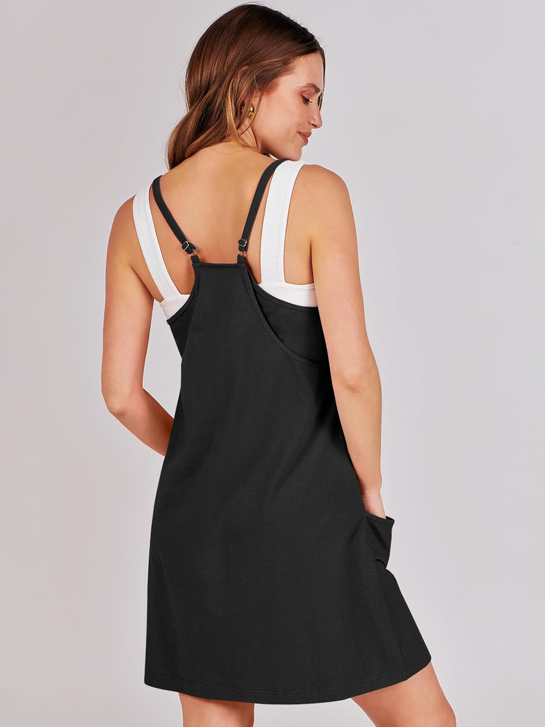 ANRABESS Women Athletic Dress Summer Tennis Workout Active Sports Mini Romper Dress Built in Shorts Travel Vacation Clothes
