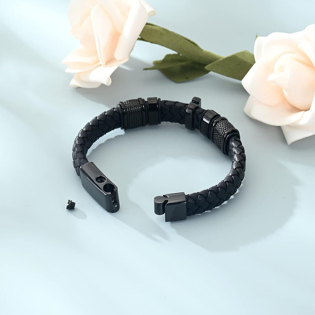 shajwo Cremation Jewelry Cross Urn Bracelet for Ashes for Women Men Keepsake Memorial Cuff Bracelet