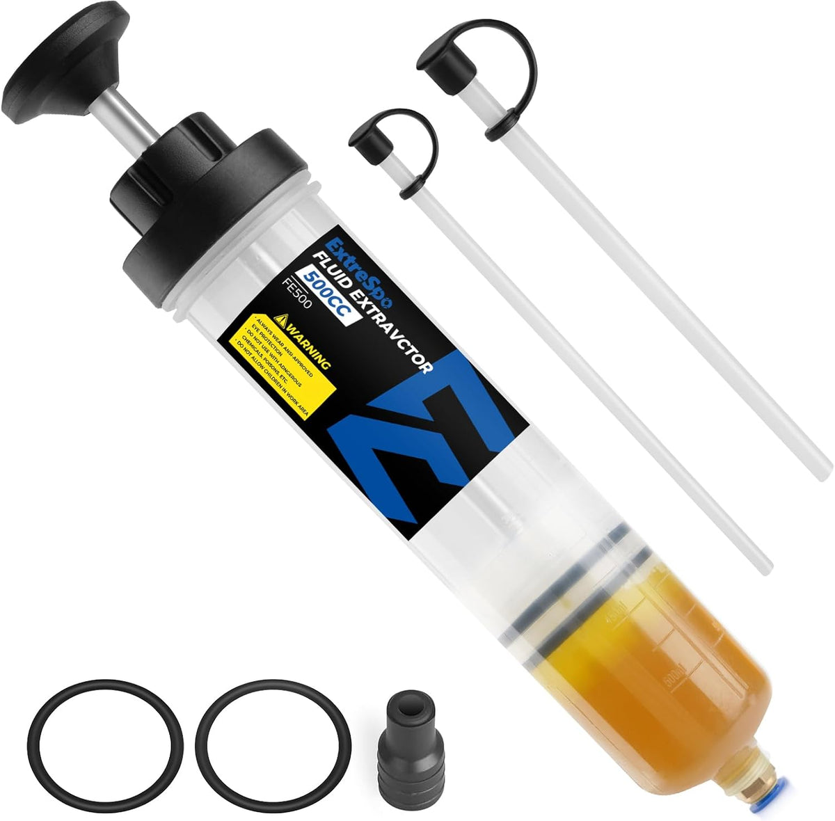 500CC Fluid Extractor, Fluid Syringe Pump, Oil Extractor for Cars Ships Engines Lawn Mowers Fluid Extraction and Filling, with 2 Transparent Hose