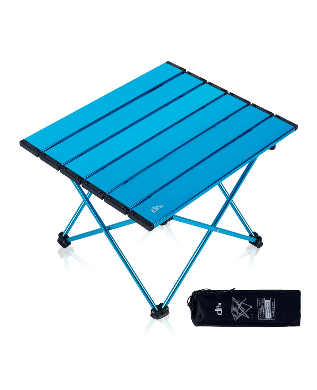 iClimb Ultralight Compact Camping Folding Table with Carry Bag (Black - S)