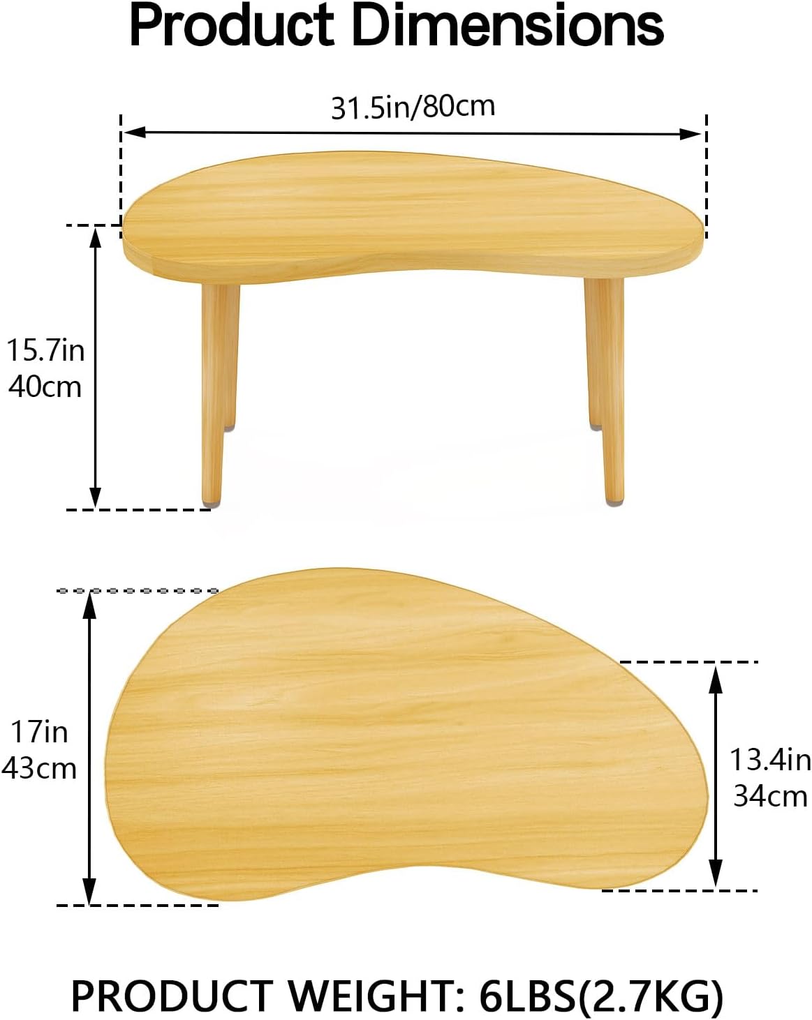 Mango Coffee Table Low Table with 4 Solid Wood Sturdy Legs, Floor Table Desk for Sitting on The Floor, Storage and Living Room Furniture (Natural)