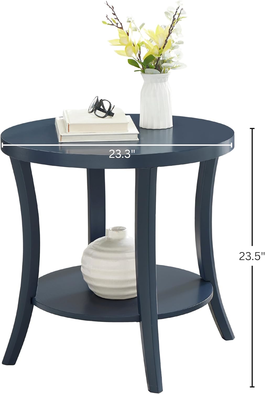 Roundhill Furniture Perth Contemporary Round End Table with Shelf