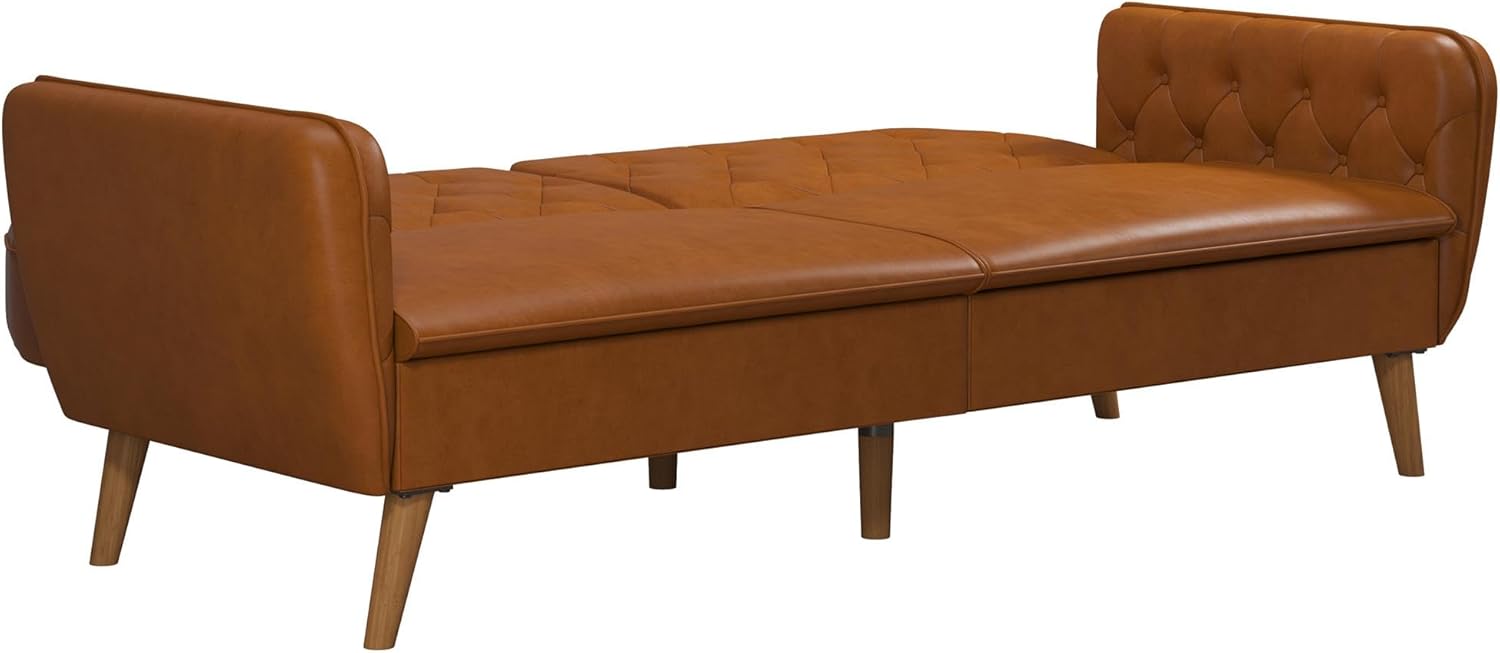 Novogratz Tallulah Memory Foam Futon, Convertible Couch, Camel Faux Leather