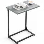 Pipishell C-Shaped Side Table, C-Table for Sofa, End Table with Metal Frame, Large Surface Couch Table for Living Room, Bedroom, and Home Office, Rustic Design, PIET11V