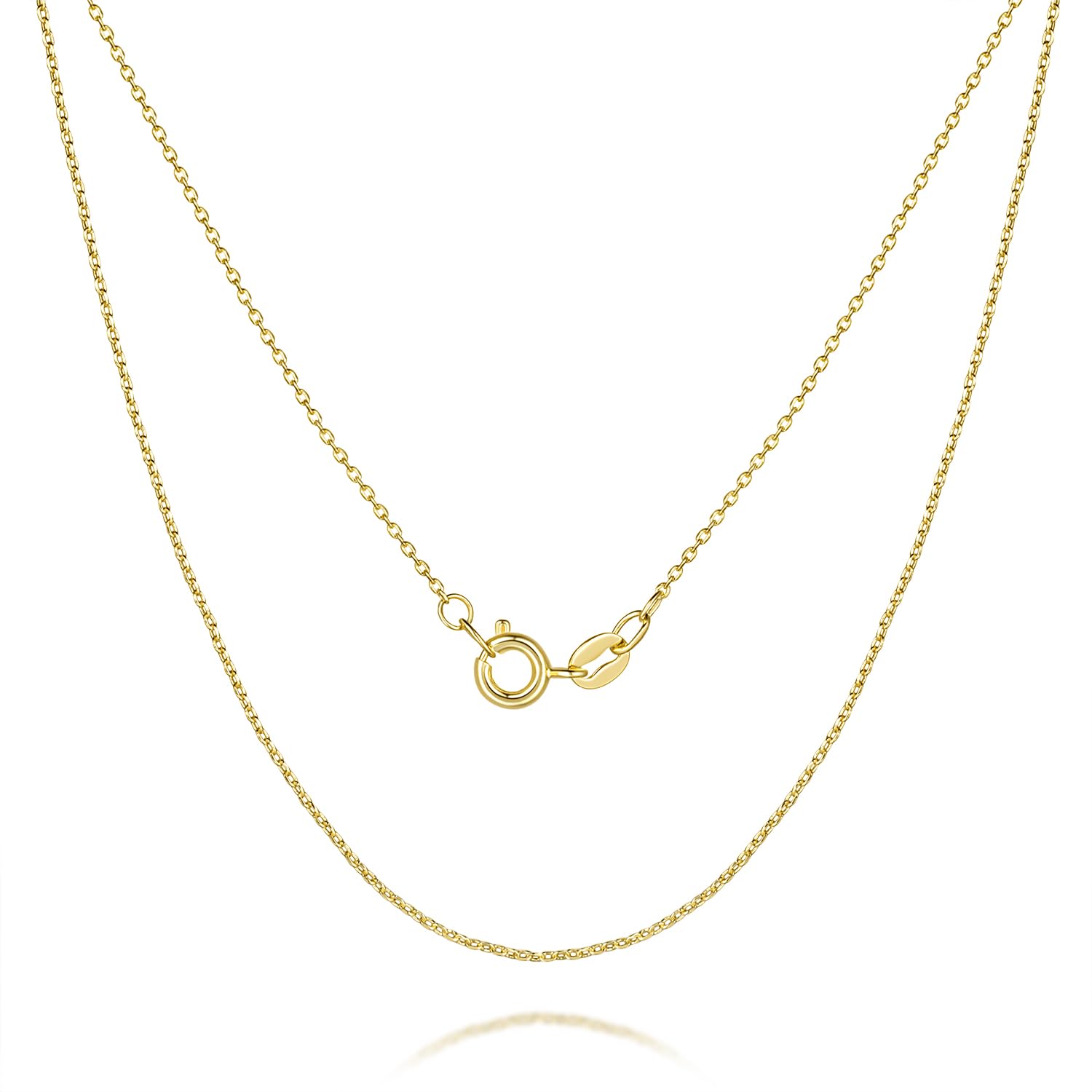 Colar MONA MILANI de Ouro 14K para Mulheres & Colar Masculino Corrente de Ouro 14K para Mulheres Corrente Masculina Colar Elegante Delicado de Ouro Corrente Fina de Cabo Correntes 1mm 16-26 (22in)