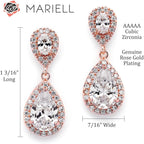 Mariell Cubic Zirconia Crystal Teardrop Dangle Bridal and Wedding Earrings, CZ Jewelry for Brides, Bridesmaids, Homecoming, Prom and Dressy Everyday Wear