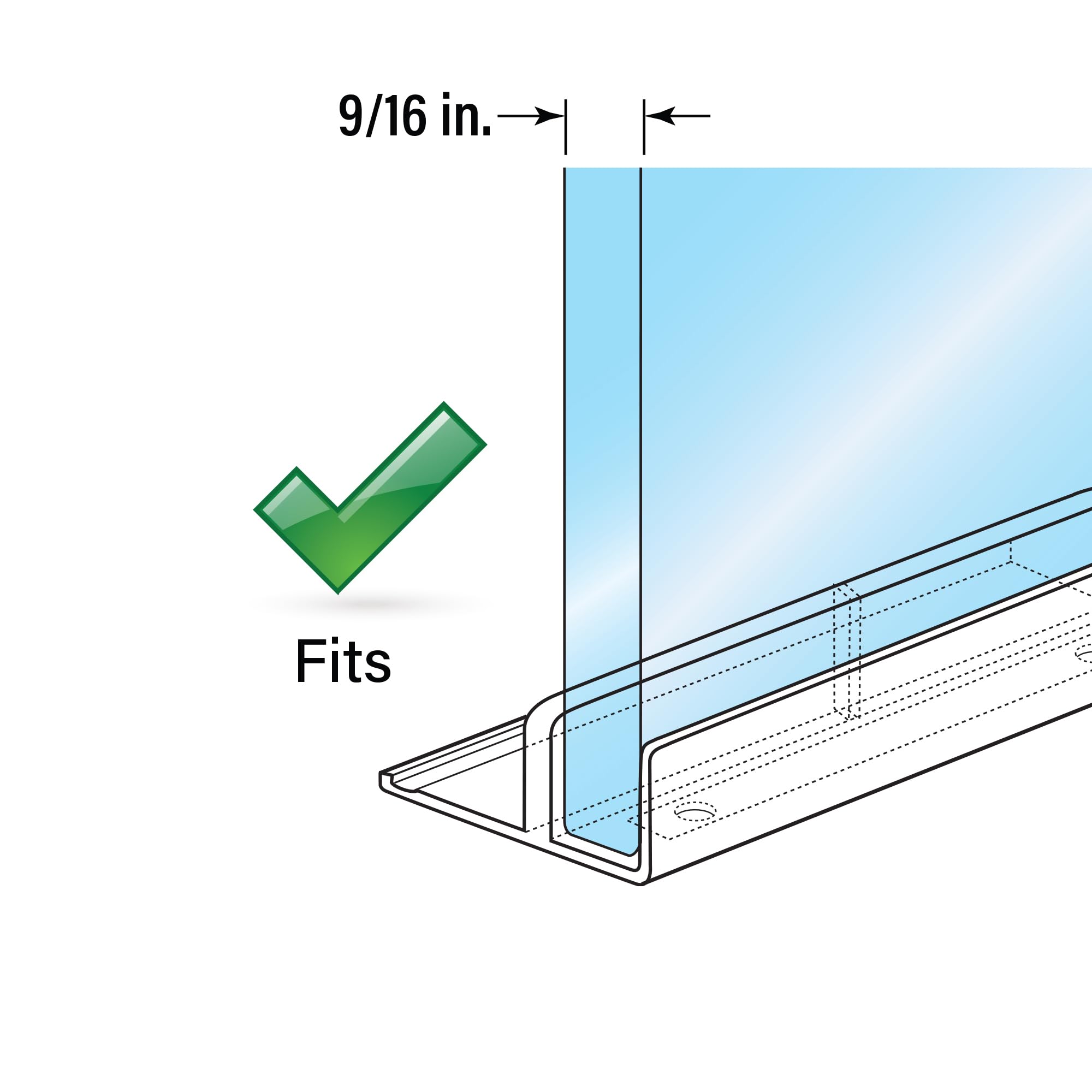 Prime-Line M 6221 Sliding Shower Door Bottom Guide, 5/8 In. Channels, Plastic Construction (Single Pack)