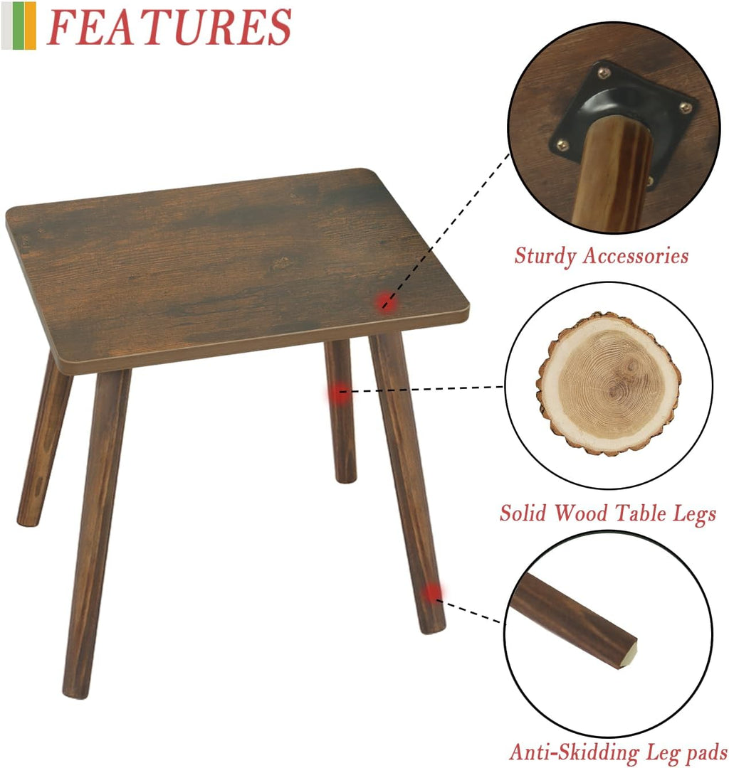 AWASEN Side Table, Small Wood End Table Living Room, Mini Bed Side Table Modern Accent Nightstand with Solid Wood for Bedroom Office Small Spaces, Rustic Brown