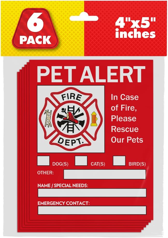 Pet Alert Safety Fire Rescue Sticker - Save Our Pets Emergency Inside Decal - House Home Window Door Sign