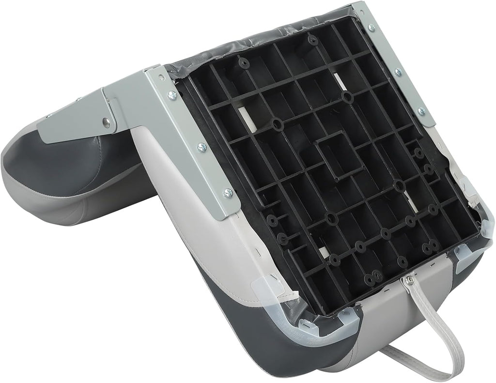 Elite Folding Boat Seat Low Back Boat Seating Fold-Down Fishing Boat Seat, 2 Pack, Charcoal/Light Gray