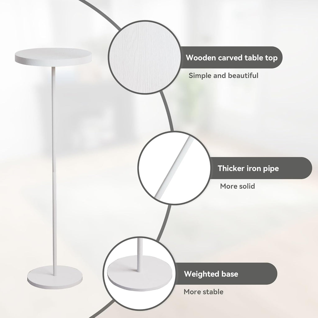 Small Side Table, Metal Round Drink Table, Desktop Diameter 7.87“ for Living Room Bedroom Small Spaces Sofa Couch Chair, White