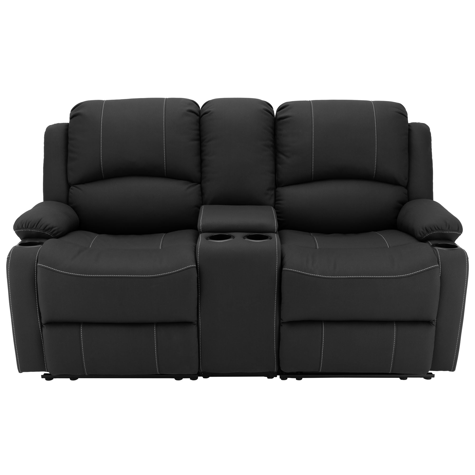 67" Wall Hugger Reclining | RV Theater Seats | Double Recliner RV Sofa & Console | RV Couch | RV Theater Seating | RV Furniture (Manual, Chocolate)