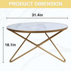 HLR Round Coffee Table with White Faux Marble Top