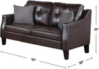 Poundex Faux Leather 2-Piece Set with Accent Pillows Sofas, Dark Brown
