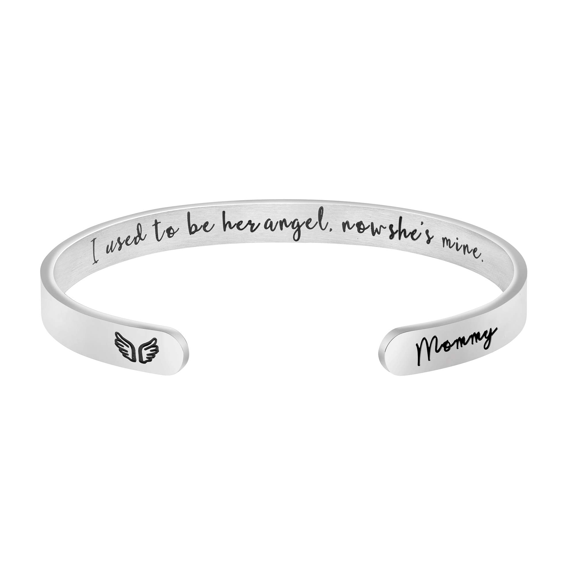 JoycuFF Memorial Gifts for Loss of Mom Dad in Memory of Jewelry Sympathy Bracelet Bereavement Cuff Secret Message Engraved Grief Gifts for Women