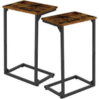 AMHANCIBLE C Shaped End Tables Set of 2, Couch Side Tables That Slide Under, TV Trays for Living Room, Bedroom, Small Space, Sofa, Grey HET02BGY