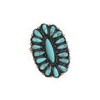 Bohemian Turquoise Oval Flower Rings Vintage Geometric Ethnic Natural Stone Adjustable Silver Joint Knuckle Rings Western Cowgirl Statement Jewelry