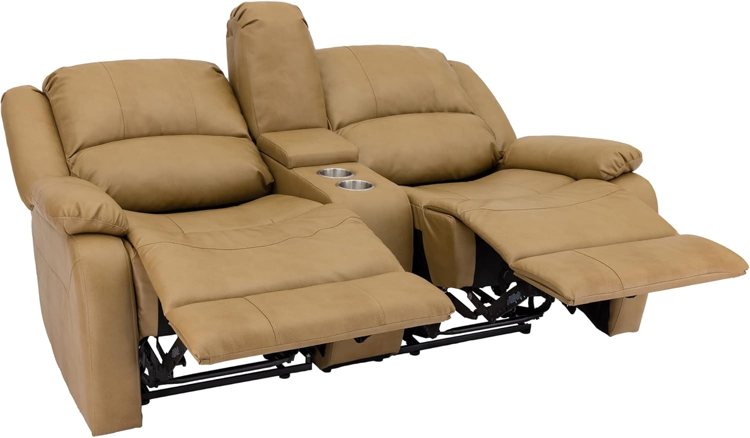RecPro Charles 67" Double Recliner RV Sofa | Zero Wall Loveseat for Camper | Wall Hugger Couch | Fifth Wheel Theater Seating | Upgraded 2023 Fabric (Toffee)