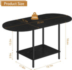 OYEAL Black Coffee Table for Living Room, 2-Tier Small Oval Center Table, Mid Century Farmhouse Round Tea Table with Storage Shelf for Small Space, Home Office, Living Room
