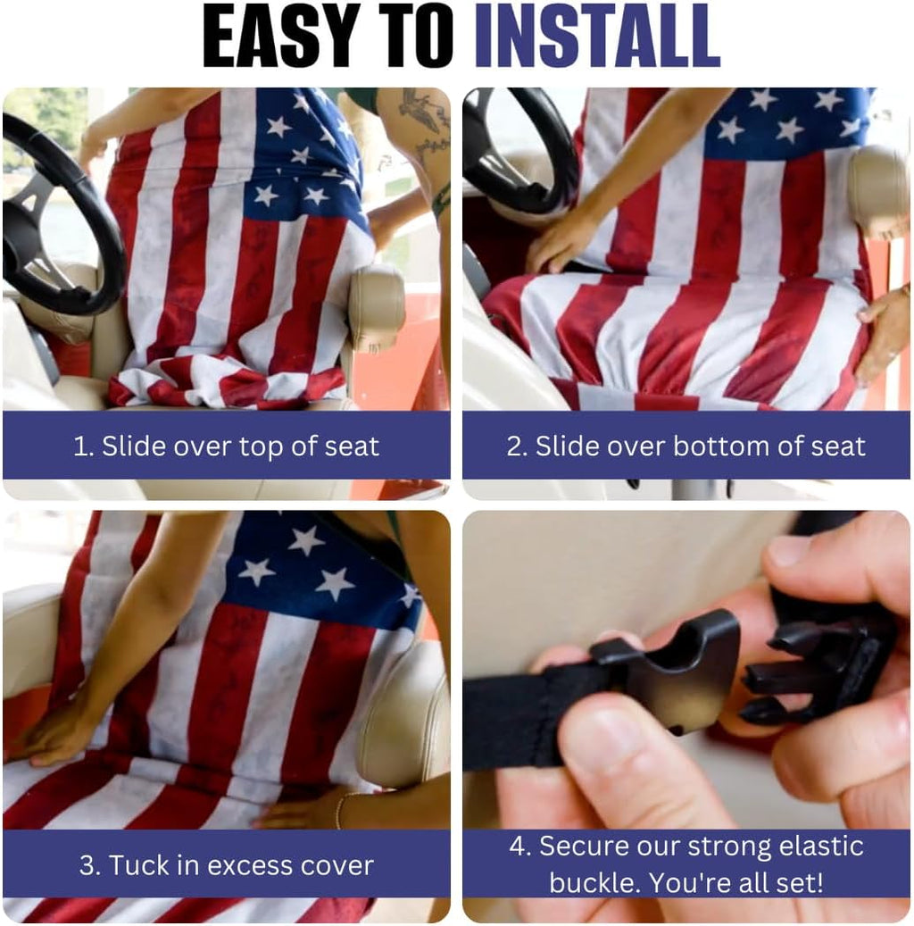 Boat Seat Cover - Microfiber, Quick-Dry, Universal Fit, Stylish Bass Design for Captain's Chairs, Pontoon Towel Seat Covers