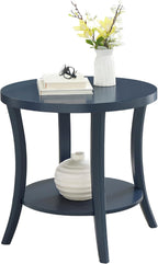 Roundhill Furniture Perth Contemporary Round End Table with Shelf