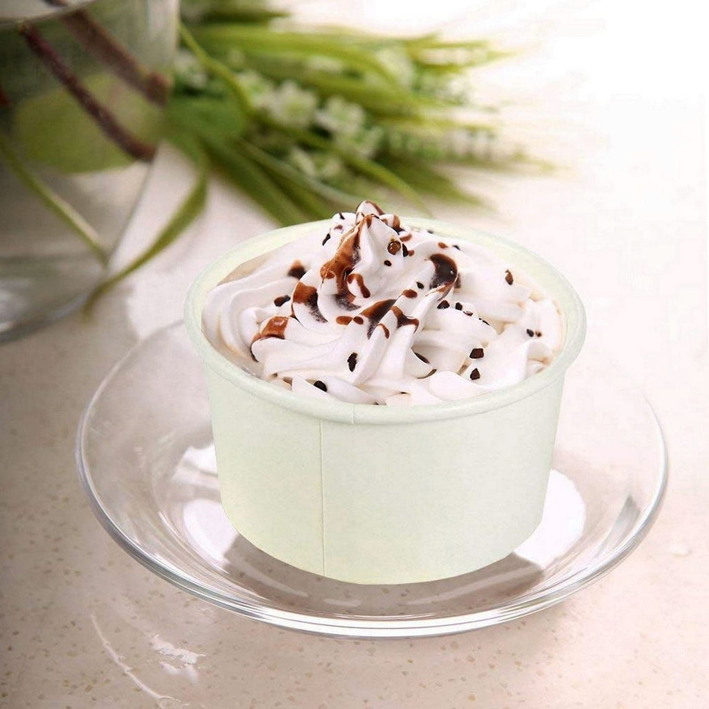 Juvale 100er-Pack Einweg-Papier-Eisbecher, 5oz Dessertschalen für Sundae-Bar, gefrorener Joghurt (Weiß)