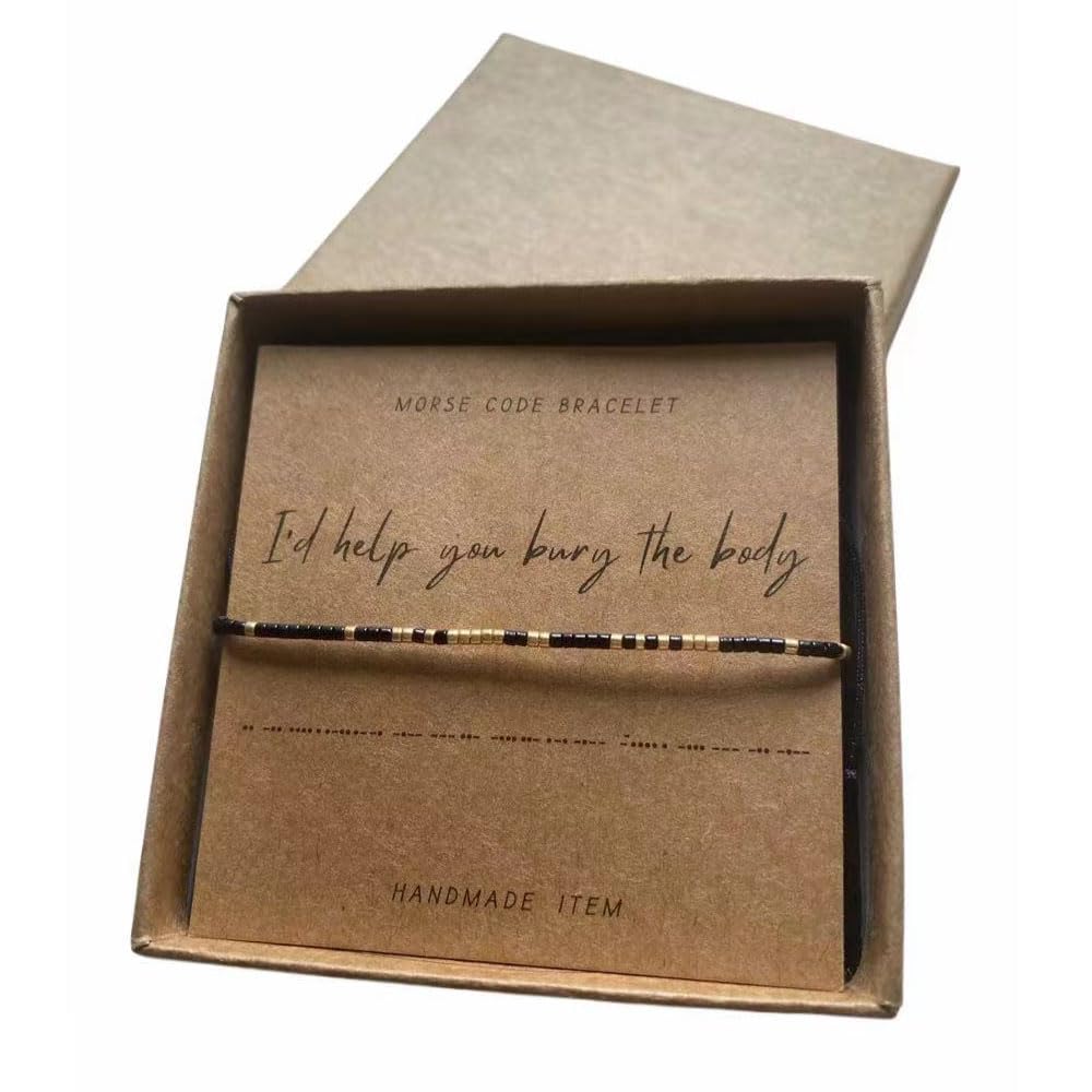 Jgrprlq Ich würde dir helfen, die Leiche zu vergraben Morse-Code-Armband für Frauen Gold Freundschaftsarmband Schmuck (gold schwarz)