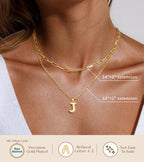 adoyi Goldkette für Frauen, geschichtete Blasenbuchstaben-Initialanhänger für Frauen, trendiger Schmuck, 14k 18K vergoldete Kette, klobige Namens-S-Halskette, gestapeltes Charm-Anhänger-Set, Schmuckgeschenke zum Muttertag