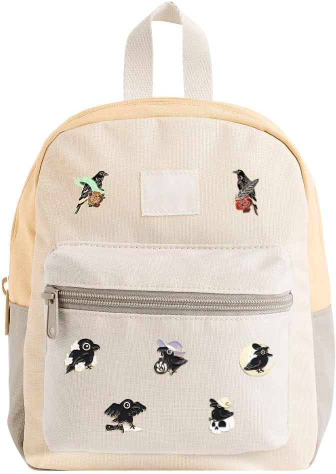 Crow Pins 13PC Black Raven Enamel Pins Set Lapel Brooch Button Jewlery Cute Crows Themed Stuff for Women Backpack Hat Bag Gothic Goth Spooky Witchy Horror Skull Flower Accessories Decoration