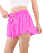 Auranso Girls Flowy Shorts with Pocket 2-in-1 Athletic Running Butterfly Shorts Rose Red 7-8 Years - Grand Goldman